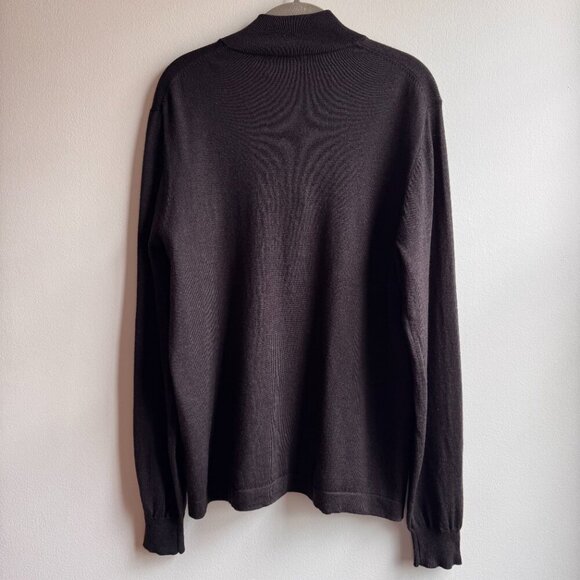 Joseph Abboud 1/4 Zip Sweater Mens Size XL 100% Extra Fine Merino Wool Brown - Picture 2 of 4
